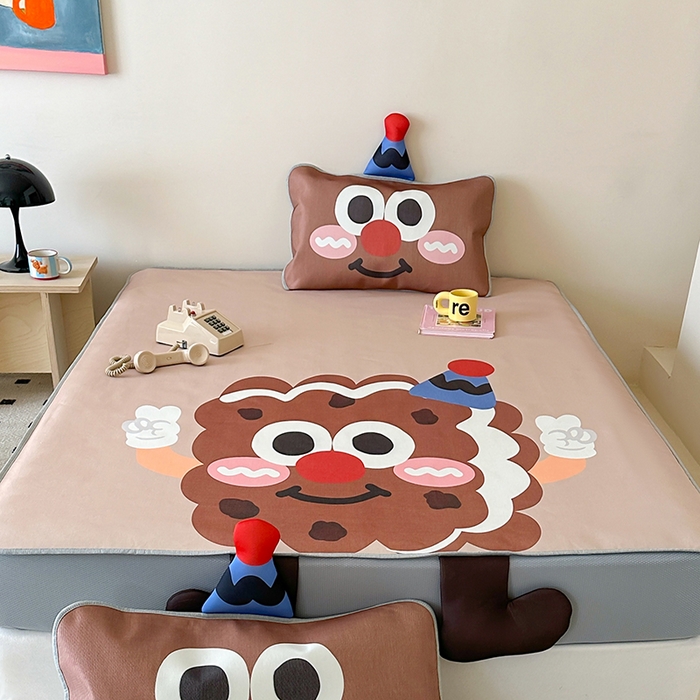 91家纺网 家纺一手货源 找家纺 昔可家纺 2024新款异形床笠款冰丝凉席 开心饼干