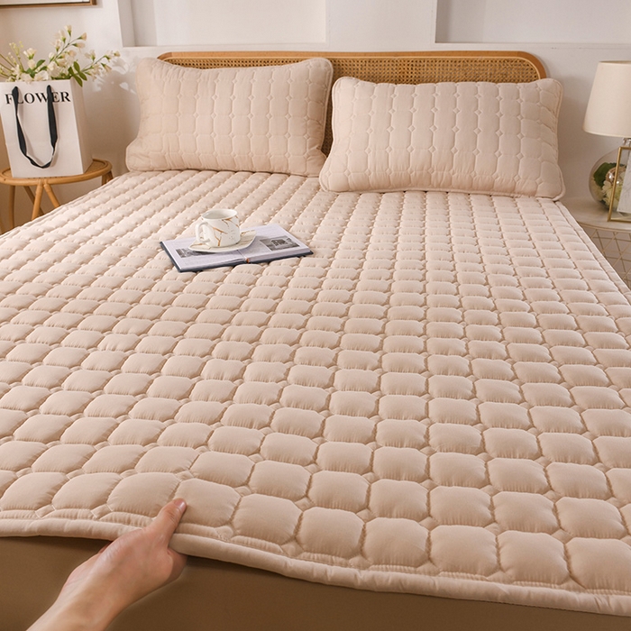 91家纺网 家纺一手货源 找家纺 恋绒家纺 2025升级款水洗棉床褥隔尿防水床垫隔尿垫护理垫床护罩垫子 防水款-浅驼色