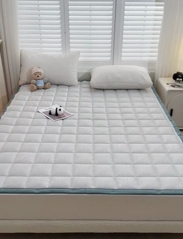 91家纺网 家纺一手货源 找家纺 富威堡家纺  2025高端凉感豆豆凉席款加棉加厚棉花床垫   尊贵灰