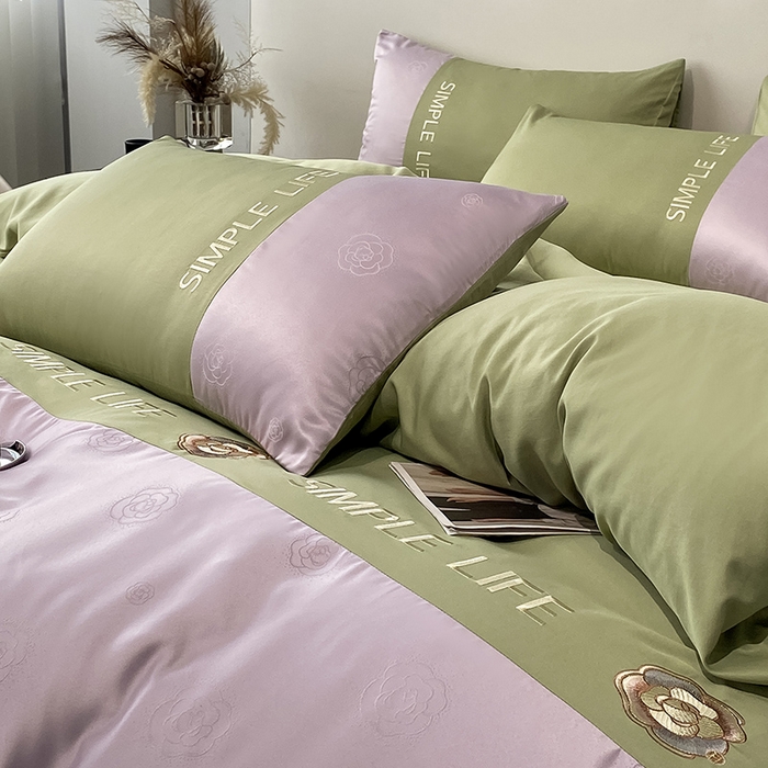 91家纺网 家纺一手货源 找家纺 澳梵 新款水洗真丝刺绣四件套【卢浮之夜】 卢浮之夜-紫绿