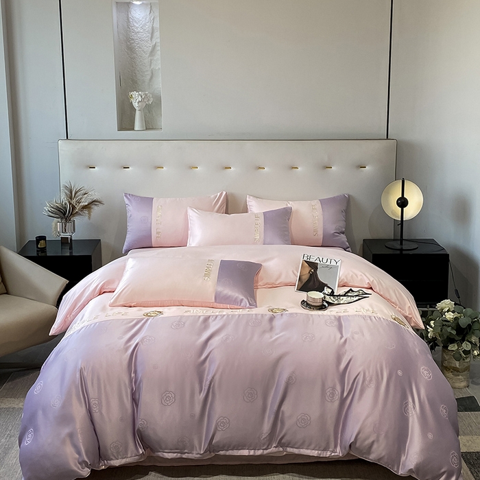 91家纺网 家纺一手货源 找家纺 澳梵 新款水洗真丝刺绣四件套【卢浮之夜】 卢浮之夜-紫玉