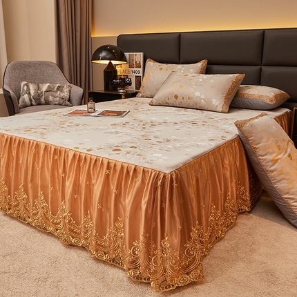 91家纺网 家纺一手货源 找家纺 （总）罗艺轩 2024新款欧式色织大提花床裙凉席