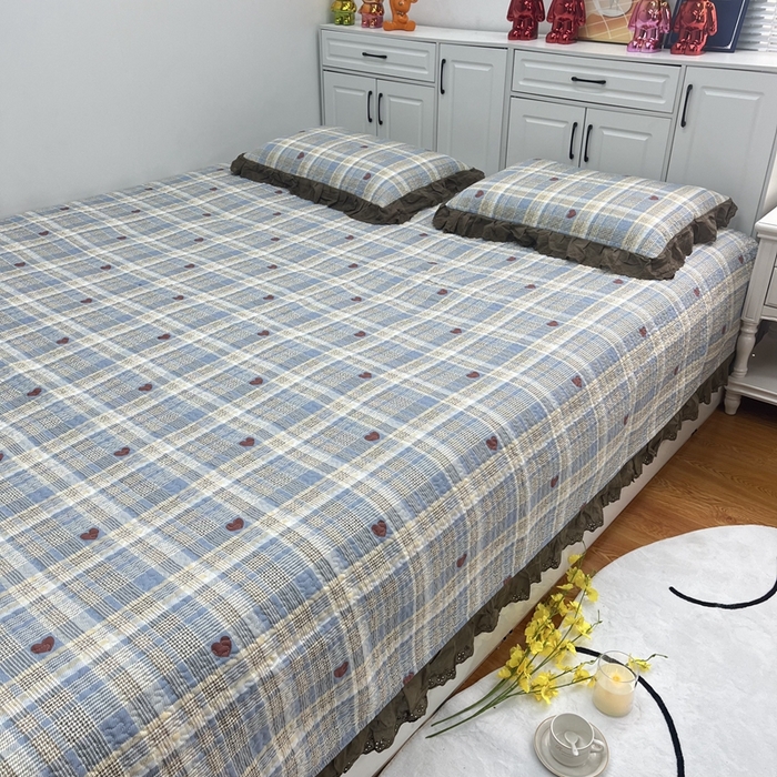 91家纺网 家纺一手货源 找家纺 暖居 2024新款支持定制纯棉榻榻米三件套单件被套农村大炕盖 莱恩蓝