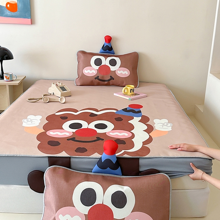 91家纺网 家纺一手货源 找家纺 昔可家纺 2024新款异形床笠款冰丝凉席 开心饼干