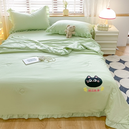 91家纺网 家纺一手货源 找家纺 （总）宜家坊2024新款韩系花边ins风水洗棉夏被四件套