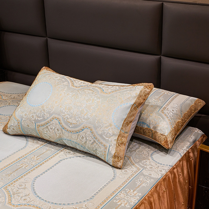 91家纺网 家纺一手货源 找家纺 罗艺轩 2024新款欧式色织大提花床裙凉席 绘梦