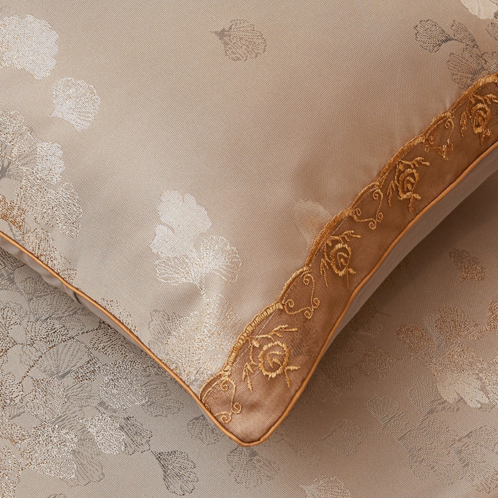 91家纺网 家纺一手货源 找家纺 罗艺轩 2024新款欧式色织大提花床裙凉席 银杏