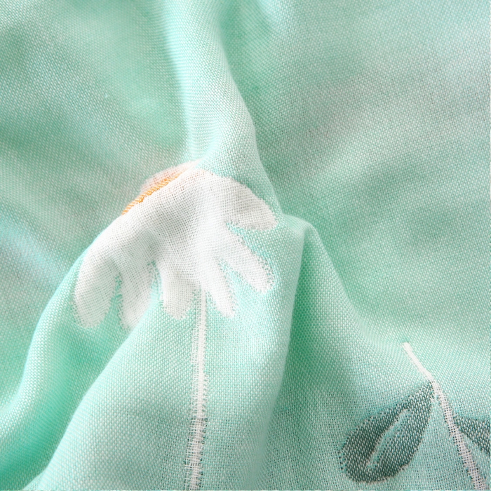 91家纺网 家纺一手货源 找家纺 朴尔家纺-毛巾被 2024新款全棉卡通六层纱布儿童枕套 一米阳光绿