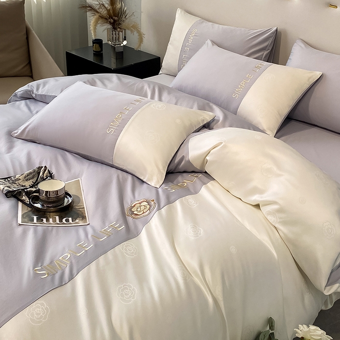 91家纺网 家纺一手货源 找家纺 澳梵 新款水洗真丝刺绣四件套【卢浮之夜】 卢浮之夜-紫白