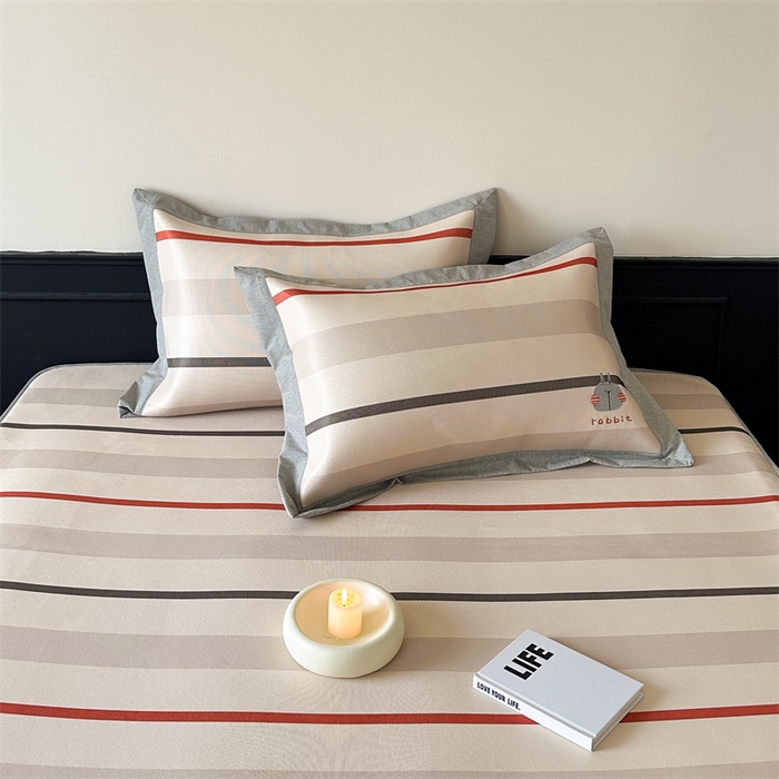 91家纺网 家纺一手货源 找家纺 甜梦 2024新款母婴级7A抗菌养生冰藤席影棚1—床笠款 条纹小兔（床笠款）