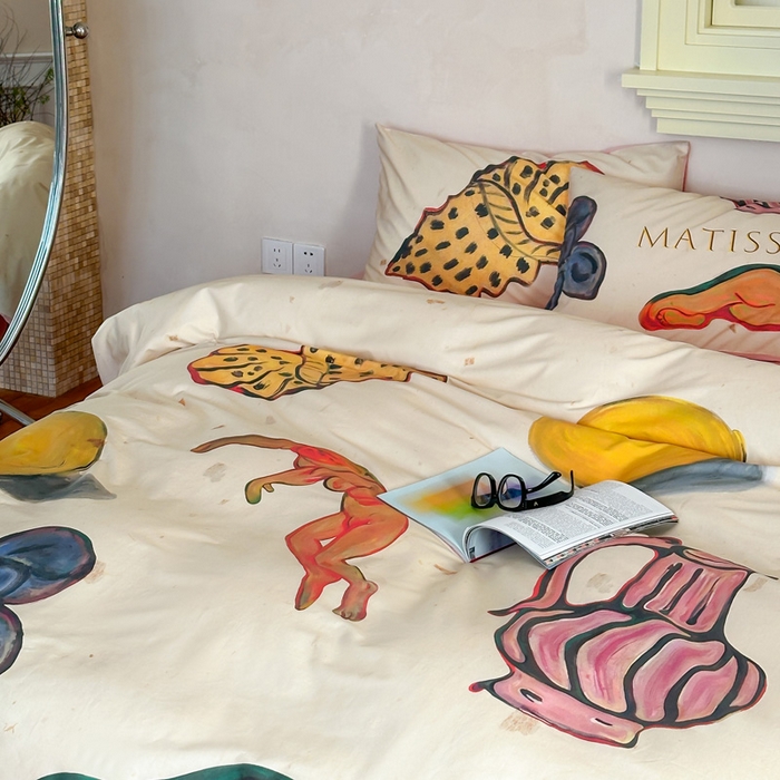 91家纺网 家纺一手货源 找家纺 （总）艾沁家纺 2024新款a版40贡缎数码印花b版40水洗棉四件套汇总-沉睡的马蒂斯