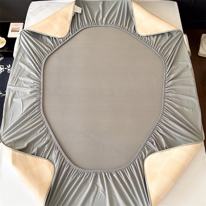 91家纺网 家纺一手货源 找家纺 甜梦 2024新款母婴级7A抗菌养生冰藤席影棚1—床笠款 菱格小花朵（床笠款）