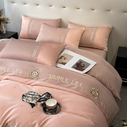 91家纺网 家纺一手货源 找家纺 澳梵 新款水洗真丝刺绣四件套【卢浮之夜】 卢浮之夜-豆沙