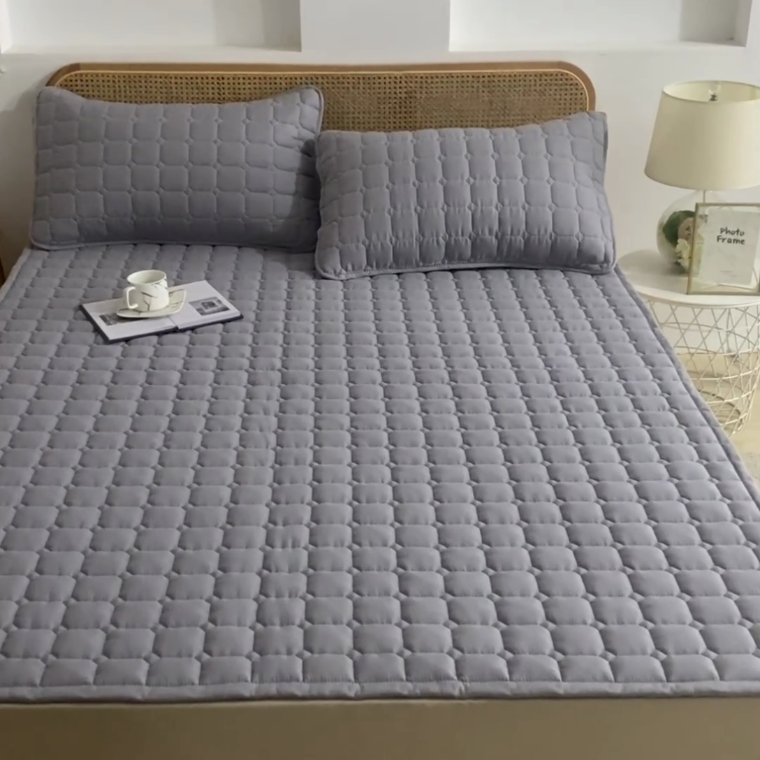 91家纺网 家纺一手货源 找家纺 恋绒家纺 2025升级款水洗棉床褥隔尿防水床垫隔尿垫护理垫床护罩垫子 防水款-青灰色