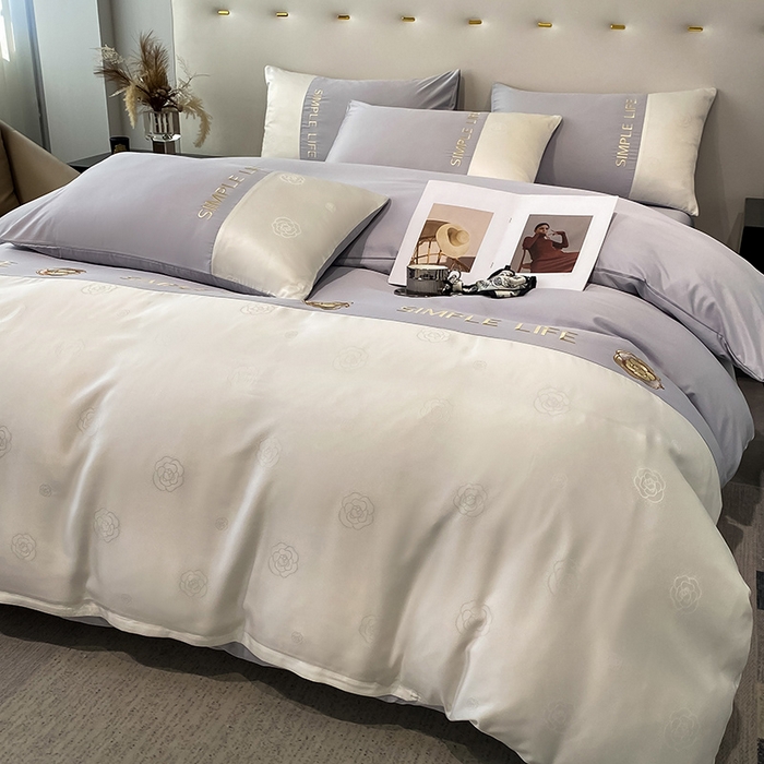 91家纺网 家纺一手货源 找家纺 澳梵 新款水洗真丝刺绣四件套【卢浮之夜】 卢浮之夜-紫白