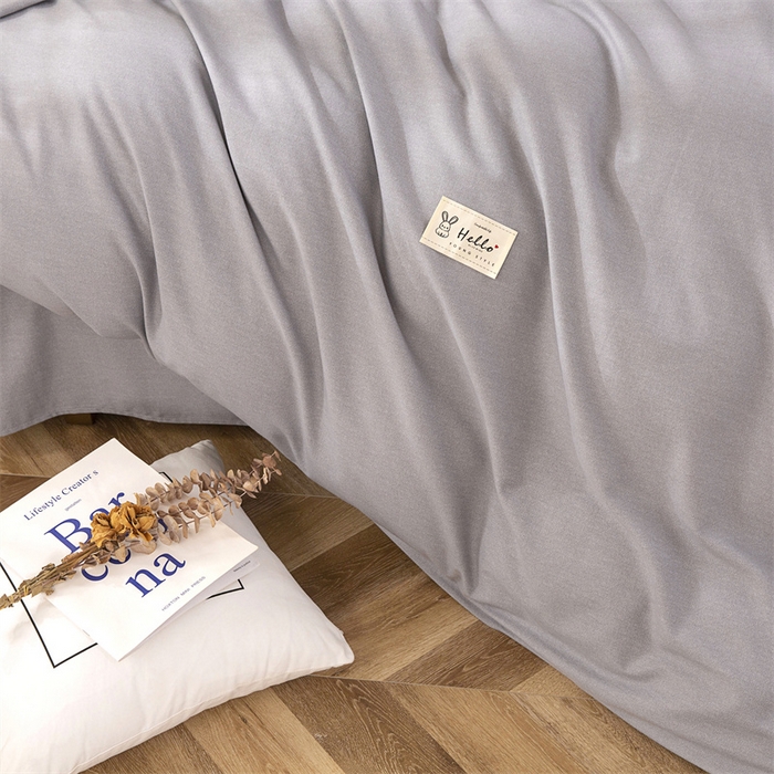 91家纺网 家纺一手货源 找家纺 金泰莱 2025新款全棉四件套长绒棉纯棉四件套纯色四件套 灰色