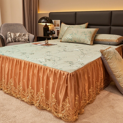 91家纺网 家纺一手货源 找家纺 （总）罗艺轩 2024新款欧式色织大提花床裙凉席