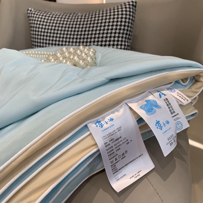 91家纺网 家纺一手货源 找家纺 奈萝家纺 2025新款A类凉感丝小凉皮夏被可机洗夏被新品空调被 蒂芙尼蓝