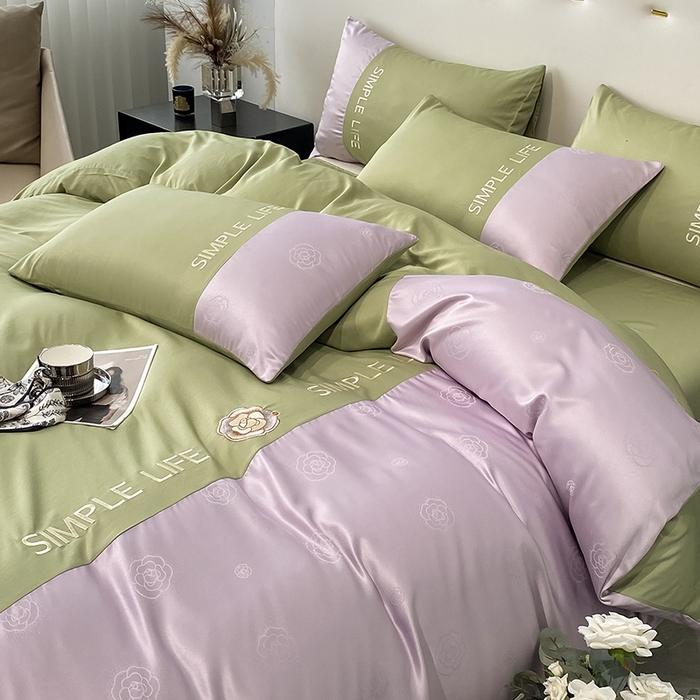 91家纺网 家纺一手货源 找家纺 澳梵 新款水洗真丝刺绣四件套【卢浮之夜】 卢浮之夜-紫绿