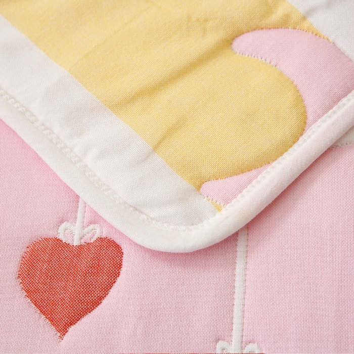 91家纺网 家纺一手货源 找家纺 朴尔家纺-毛巾被 2024年全棉十层纱布加厚儿童盖被毛巾被 云朵兔粉