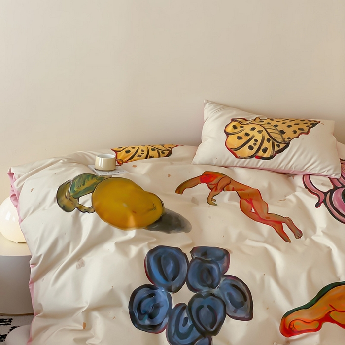 91家纺网 家纺一手货源 找家纺 艾沁家纺 2024新款a版40贡缎数码印花b版40水洗棉四件套-沉睡的马蒂斯场景二