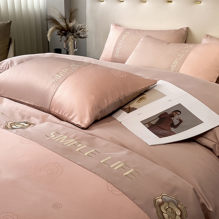 91家纺网 家纺一手货源 找家纺 澳梵 新款水洗真丝刺绣四件套【卢浮之夜】 卢浮之夜-豆沙