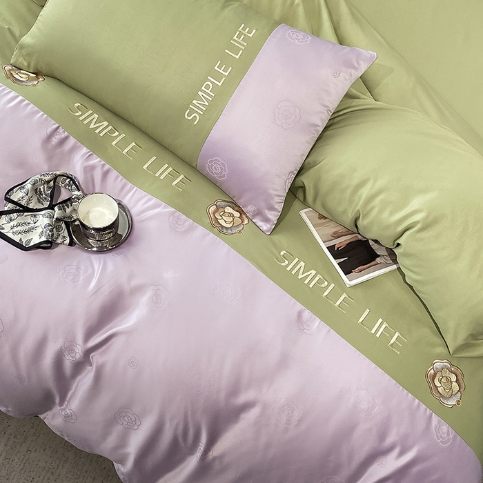 91家纺网 家纺一手货源 找家纺 澳梵 新款水洗真丝刺绣四件套【卢浮之夜】 卢浮之夜-紫绿