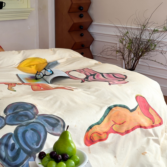 91家纺网 家纺一手货源 找家纺 （总）艾沁家纺 2024新款a版40贡缎数码印花b版40水洗棉四件套汇总-沉睡的马蒂斯