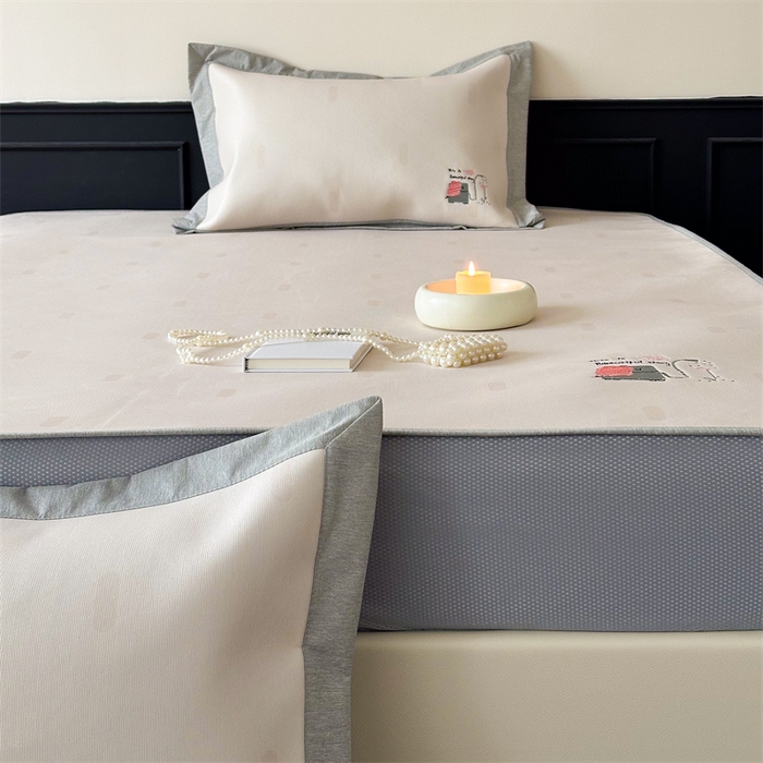 91家纺网 家纺一手货源 找家纺 甜梦 2024新款母婴级7A抗菌养生冰藤席影棚1—床笠款 波点小象（床笠款）