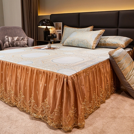 91家纺网 家纺一手货源 找家纺 （总）罗艺轩 2024新款欧式色织大提花床裙凉席