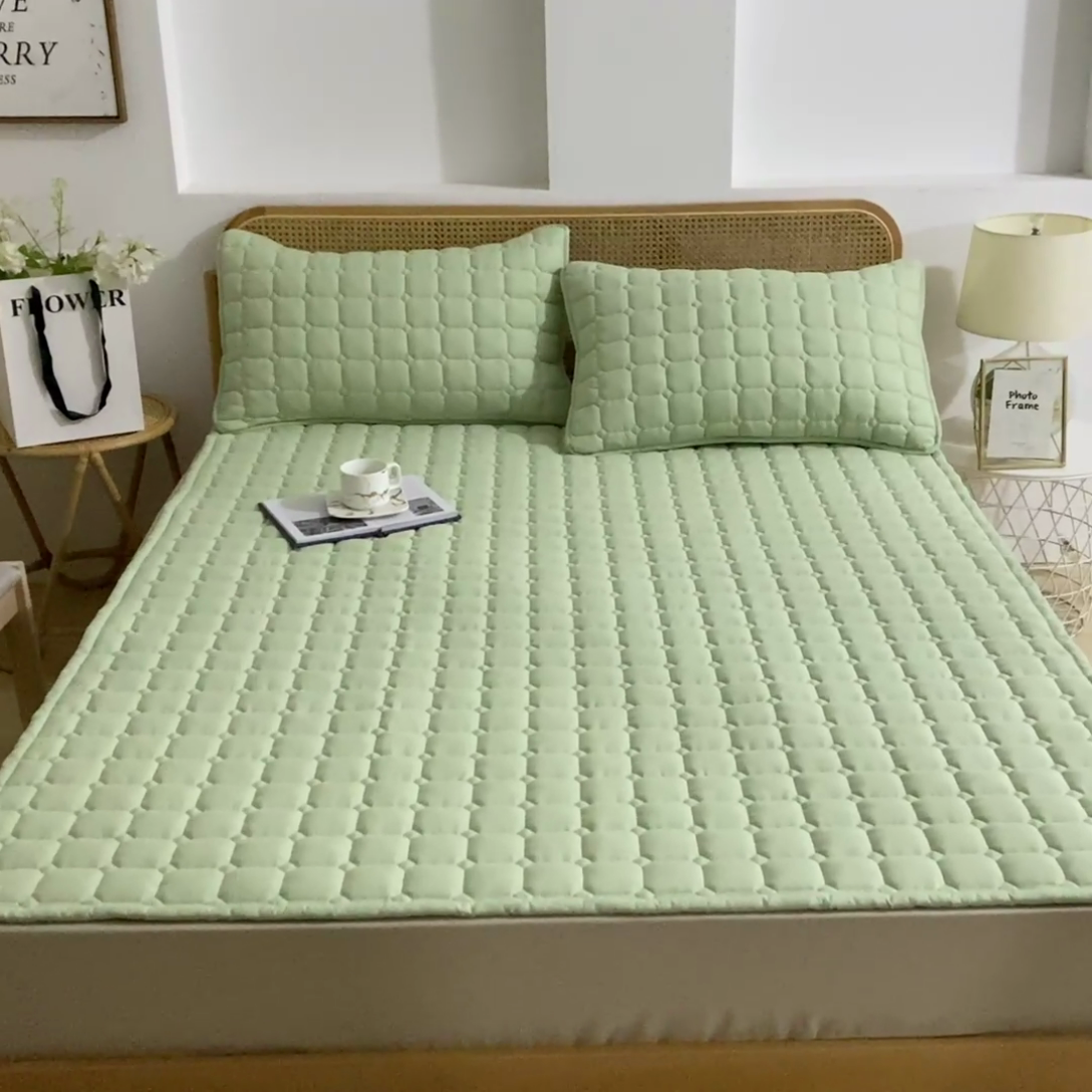 91家纺网 家纺一手货源 找家纺 恋绒家纺 2025升级款水洗棉床褥隔尿防水床垫隔尿垫护理垫床护罩垫子 防水款-烟豆青