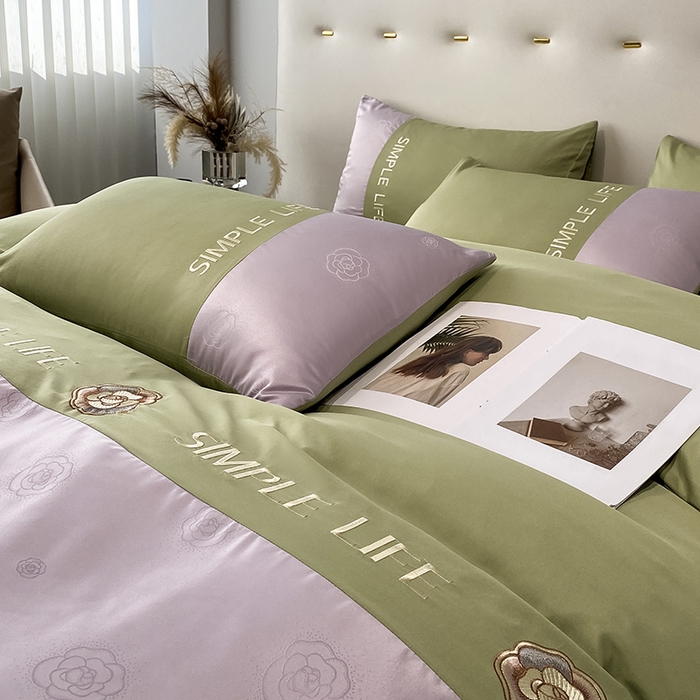 91家纺网 家纺一手货源 找家纺 澳梵 新款水洗真丝刺绣四件套【卢浮之夜】 卢浮之夜-紫绿