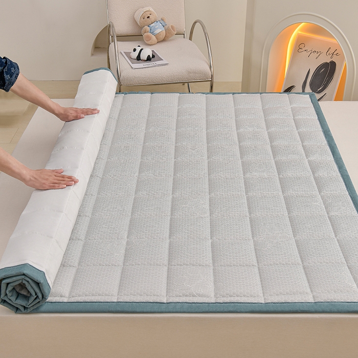 91家纺网 家纺一手货源 找家纺 富威堡家纺  2025高端凉感豆豆凉席款加棉加厚棉花床垫   尊贵灰