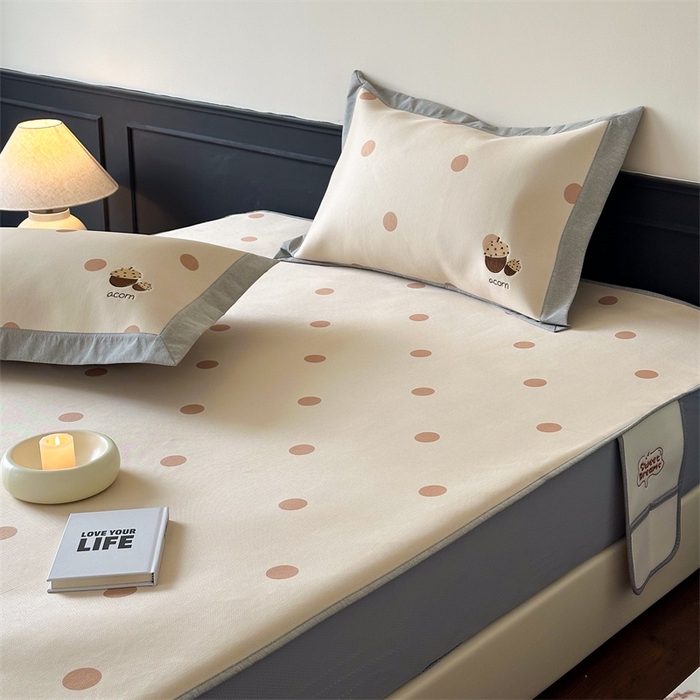 91家纺网 家纺一手货源 找家纺 甜梦 2024新款母婴级7A抗菌养生冰藤席影棚1—床笠款 小橡子（床笠款）