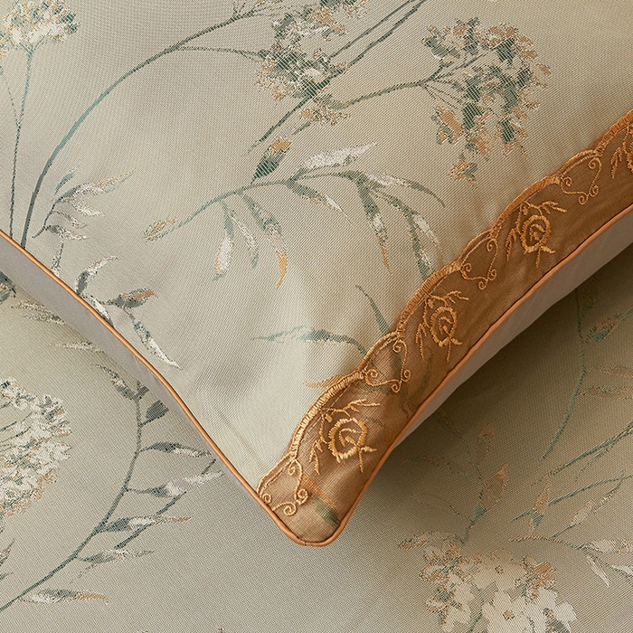 91家纺网 家纺一手货源 找家纺 罗艺轩 2024新款欧式色织大提花床裙凉席 婉沁