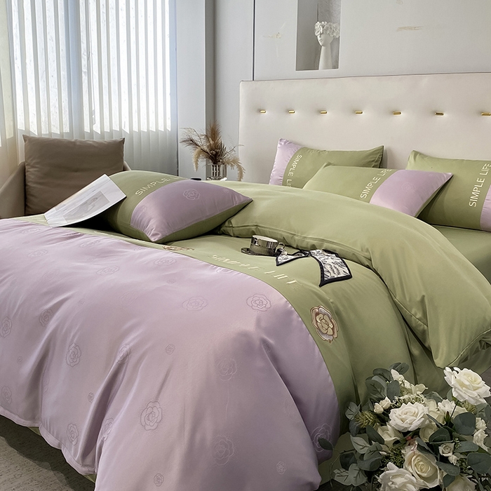 91家纺网 家纺一手货源 找家纺 澳梵 新款水洗真丝刺绣四件套【卢浮之夜】 卢浮之夜-紫绿