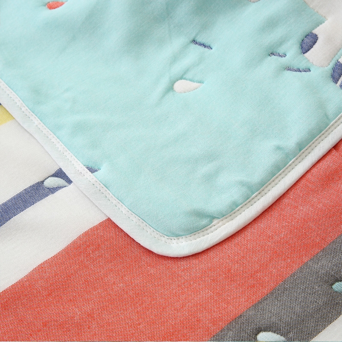 91家纺网 家纺一手货源 找家纺 朴尔家纺-毛巾被 2024年全棉十层纱布加厚儿童盖被毛巾被 打伞的小象绿