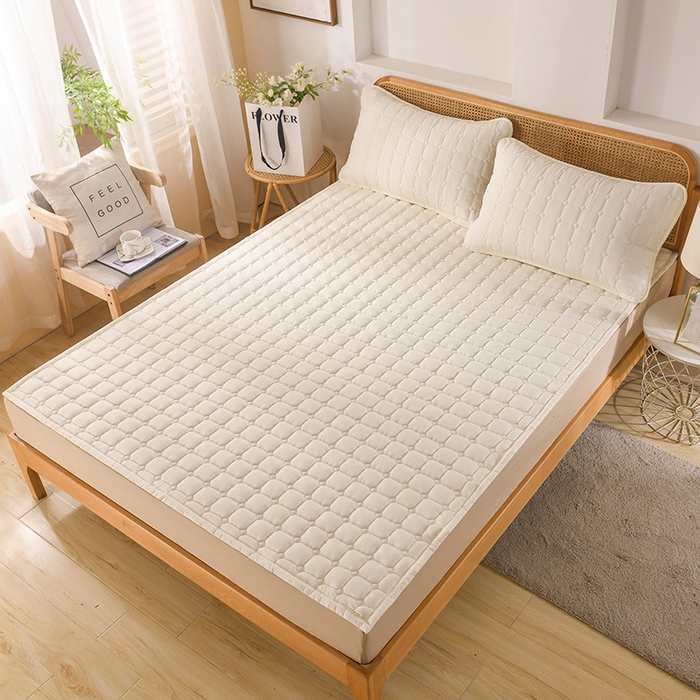 91家纺网 家纺一手货源 找家纺 恋绒家纺 2025升级款水洗棉床褥隔尿防水床垫隔尿垫护理垫床护罩垫子 防水款-奶油色