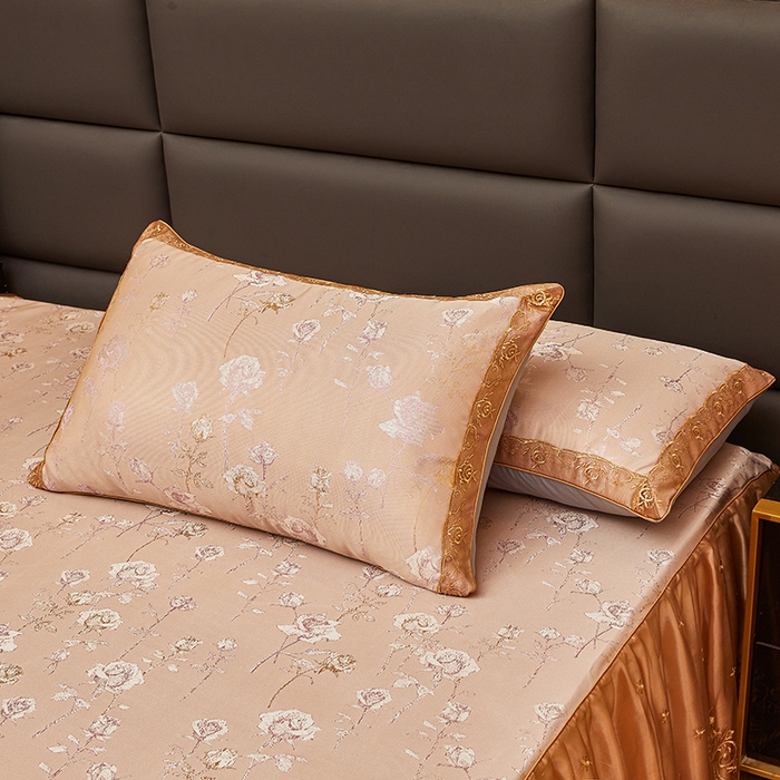 91家纺网 家纺一手货源 找家纺 罗艺轩 2024新款欧式色织大提花床裙凉席 寻微