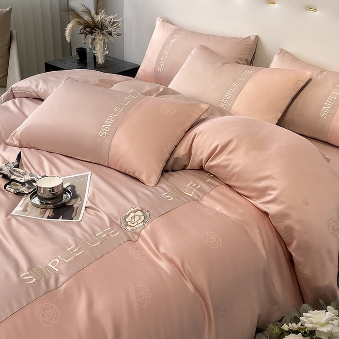 91家纺网 家纺一手货源 找家纺 澳梵 新款水洗真丝刺绣四件套【卢浮之夜】 卢浮之夜-豆沙