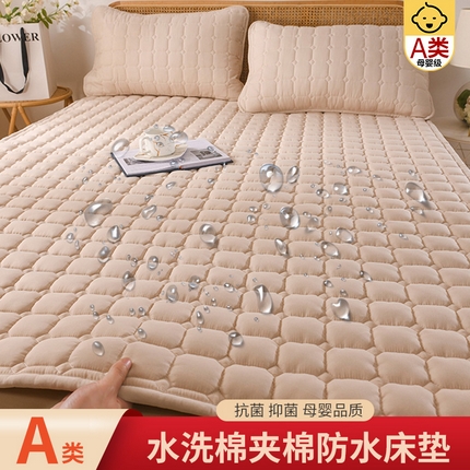 91家纺网 家纺一手货源 找家纺 恋绒家纺 2025升级款水洗棉床褥隔尿防水床垫隔尿垫护理垫床护罩垫子 防水款-浅驼色