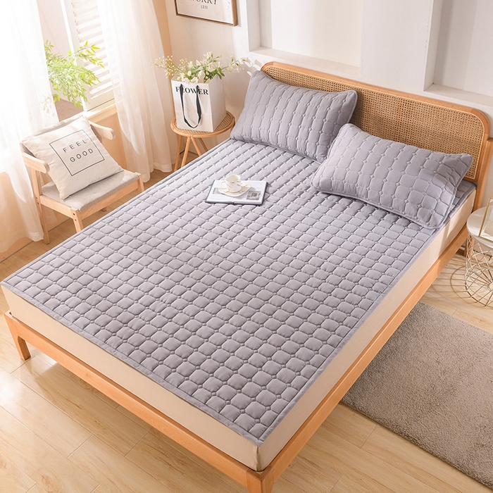 91家纺网 家纺一手货源 找家纺 恋绒家纺 2025升级款水洗棉床褥隔尿防水床垫隔尿垫护理垫床护罩垫子 防水款-青灰色