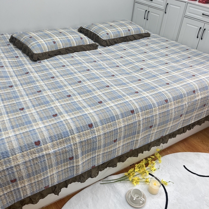 91家纺网 家纺一手货源 找家纺 暖居 2024新款支持定制纯棉榻榻米三件套单件被套农村大炕盖 莱恩蓝