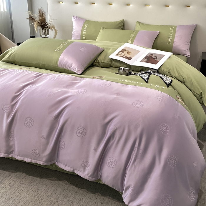 91家纺网 家纺一手货源 找家纺 澳梵 新款水洗真丝刺绣四件套【卢浮之夜】 卢浮之夜-紫绿