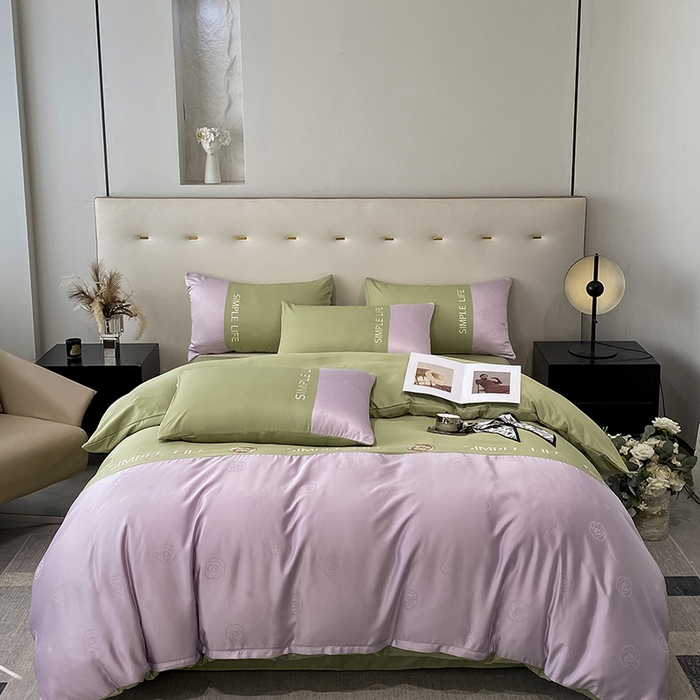 91家纺网 家纺一手货源 找家纺 澳梵 新款水洗真丝刺绣四件套【卢浮之夜】 卢浮之夜-紫绿