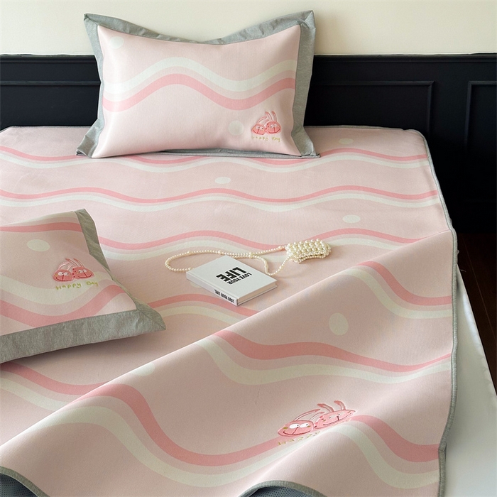 91家纺网 家纺一手货源 找家纺 甜梦 2024新款母婴级7A抗菌养生冰藤席影棚1—床笠款 波浪调皮兔（床笠款）