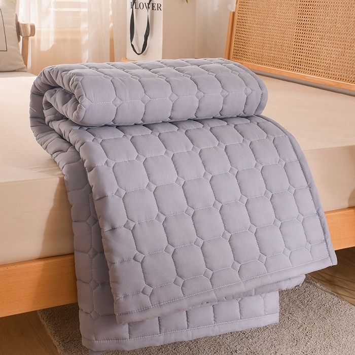 91家纺网 家纺一手货源 找家纺 恋绒家纺 2025升级款水洗棉床褥隔尿防水床垫隔尿垫护理垫床护罩垫子 防水款-青灰色