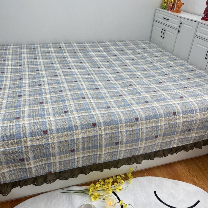 91家纺网 家纺一手货源 找家纺 暖居 2024新款支持定制纯棉榻榻米三件套单件被套农村大炕盖 莱恩蓝