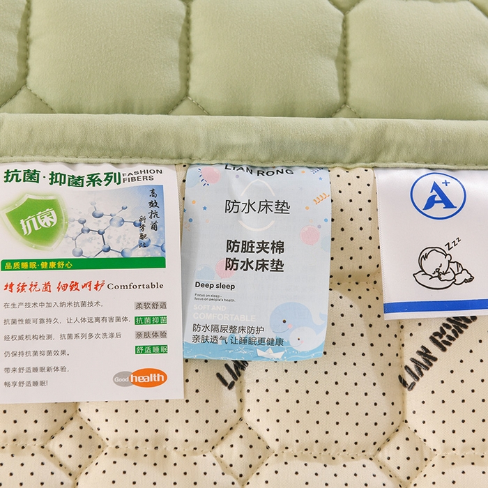91家纺网 家纺一手货源 找家纺 恋绒家纺 2025升级款水洗棉床褥隔尿防水床垫隔尿垫护理垫床护罩垫子 防水款-烟豆青