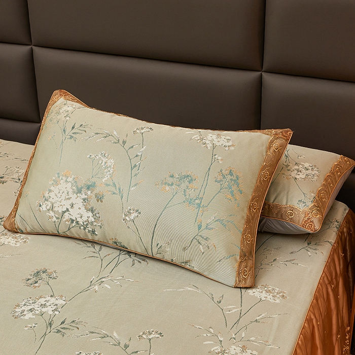 91家纺网 家纺一手货源 找家纺 罗艺轩 2024新款欧式色织大提花床裙凉席 婉沁